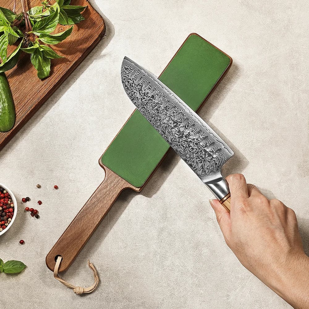 XINZUO 1 pz Double Sided Leather temperamatite manici in legno di vacchetta conciata al vegetale Strop Block Polish Leather Strop For Knife
