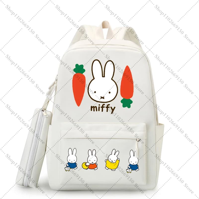 Cartoon Rabbit Miffys Backpack with Pencil Bag Set Kids Girl Anime Cute Schoolbag Children Large Capacity Book Bag Gifts 2026