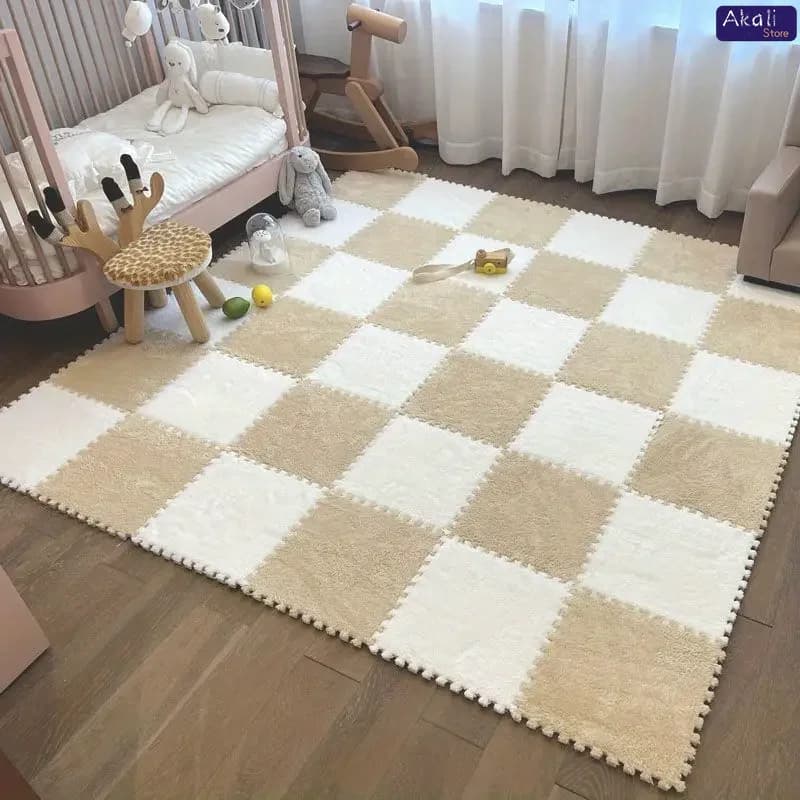 4/12 pezzi peluche puzzle schiuma tappetino morbido soffice incastro quadrato schiuma piastrelle area tappeti tappeto per la decorazione della camera da letto del salotto