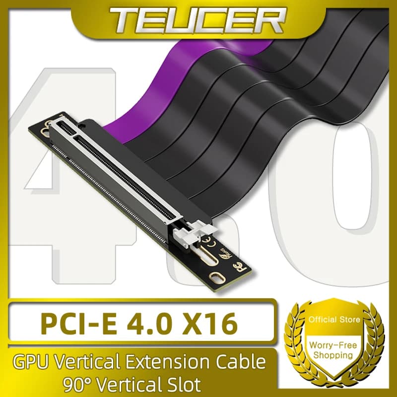 TEUCER GP-16 PCI-E 4.0 X16 Cavo riser Estensione scheda video schermato flessibile 90 ° Montaggio cavo di prolunga GPU