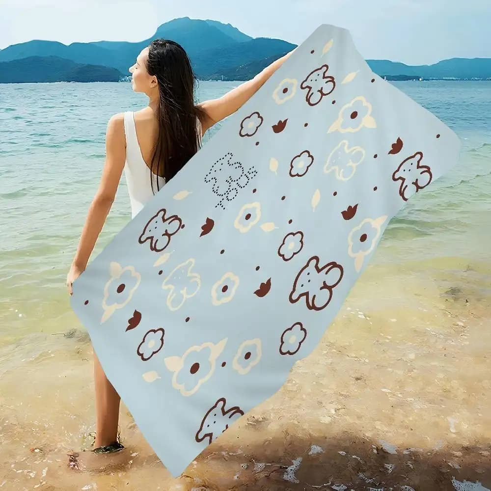Simpatici Teli Mare in Microfibra a Forma di Orsetto T-TOUSes, Asciugatura Rapida, per Spiaggia, Piscina, Viaggi, Nuoto e Yoga