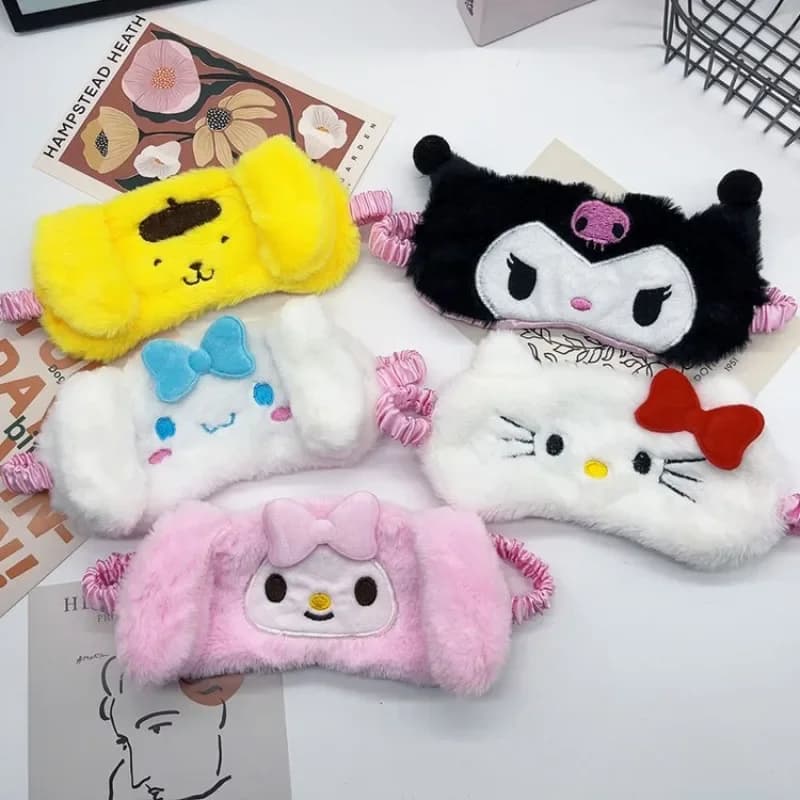 Sanrio Hello Kitty Maschera per gli occhi Carino Kuromi Cinnamoroll Dormire Benda Morbida Viaggio Pisolino Ombra Riposo Benda sull'occhio Compleanno Regali di Natale