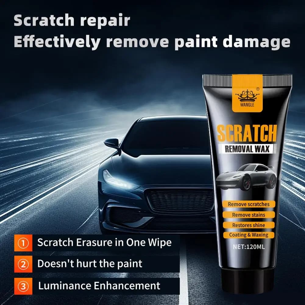 Cera per la rimozione e la riparazione dei graffi sulla vernice dell'auto 120ml, rimuove i graffi dalle superfici, cera riparatrice con spugna, agente riparatore per graffi profondi