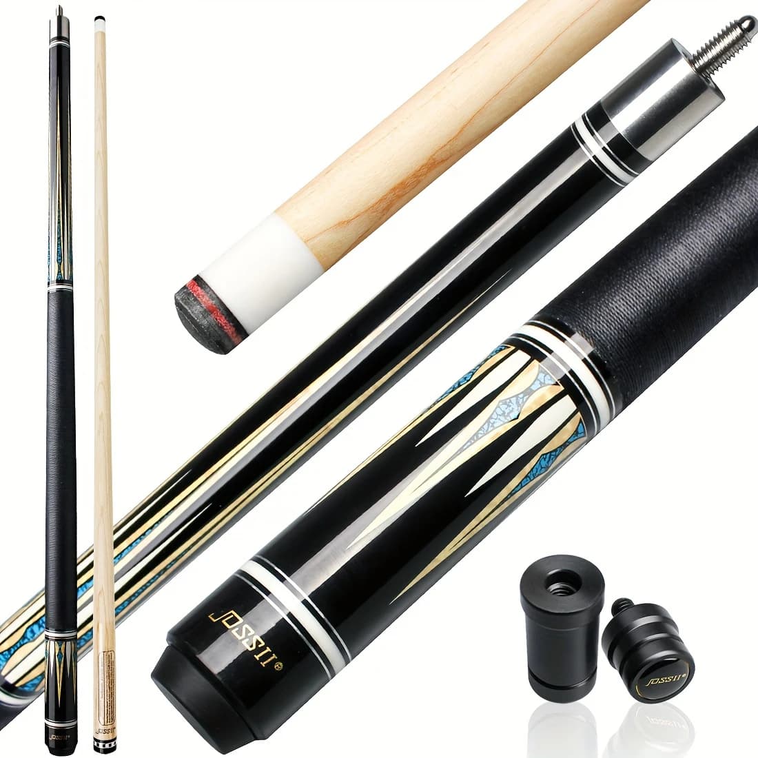 JOSS II 2-Piece Pool Cue Stick, 58" Maple Wood Shaft with Towel, 12.75mm Low Deflection for Control, Professional Billiard Cue for Beginners & League Players