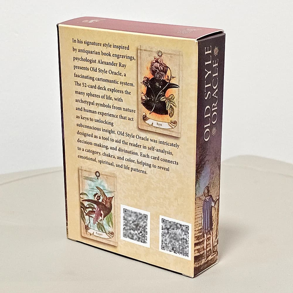 Mazzo Oracle vecchio stile 10,5 * 7,5 cm 52 pezzi di carte ispirate ai incisioni di libri antiquariani su cartoncino doppio goffrato da 350 GSM