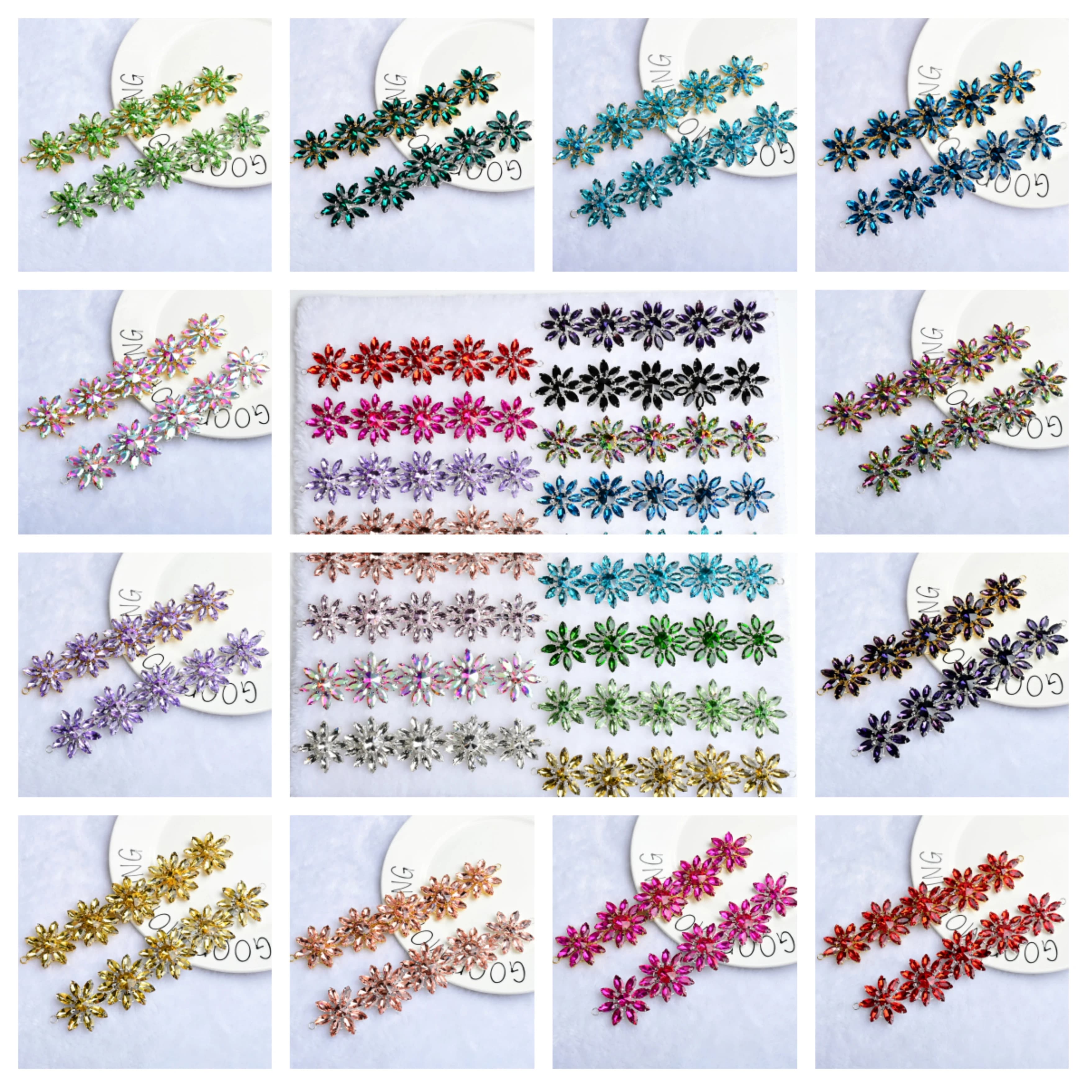 Sparkling colorful Sunflower Marquise glass rhinestones bridal wedding accessories DIY Shoe bag accessories crystal jewelry