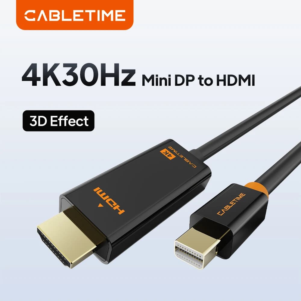 CABLETIME Mini Displayport a HDMI Cavo 4K/HD Thunderbolt 2 Mini Display Port Cavo adattatore per MacBook Air Mini DP a HDMI C054