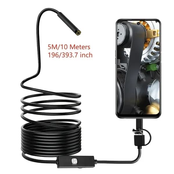 Android 3 in 1 endoscopic inspection camera with long USB/Type-C cable, waterproof, for smartphones with OTG