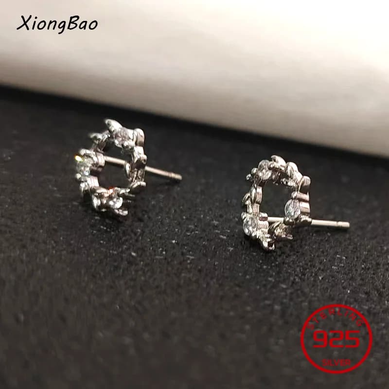 Stamp 925 Sterling Silver Jewelry Light Luxury Crystal Earring Zircon Flower Leaf Garland Women Earrings Sweet Jewelry Gift
