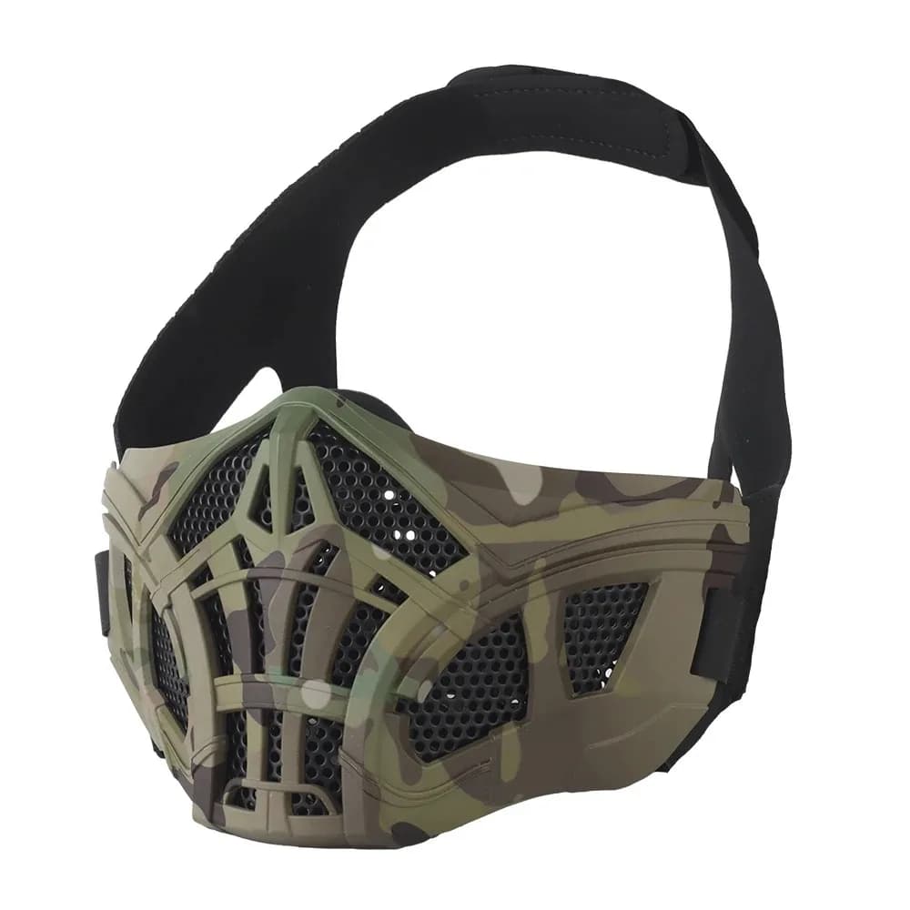 Mezza maschera tattica Airsoft Design interno in silicone Maschere in rete traspirante per Halloween per caccia CS Paintball Tiro Cosplay