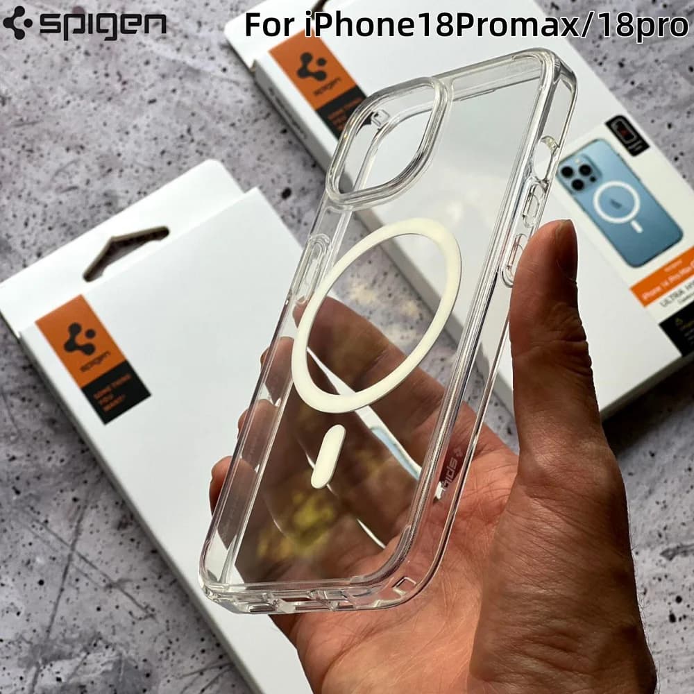 Spigen Ultra Hybrid PC Clear Magnetic Case For iPhone 18 17 Pro Max 16Plus 15 14 13 12 18Pro For Magsafe Wireless Charging Cover