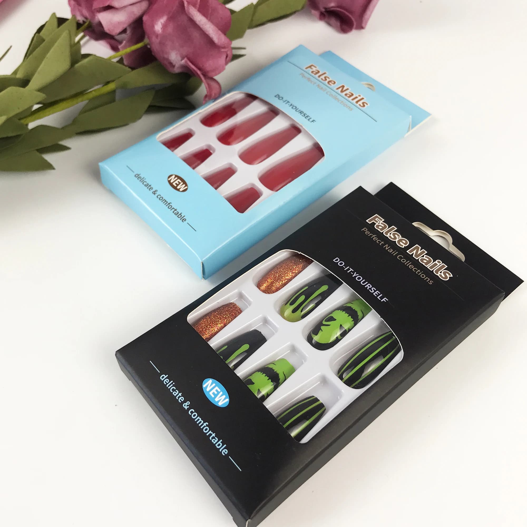 5/20/30 Packs Pack of Nail Tips Printing on Container Accessories for Display with Crystal Beads