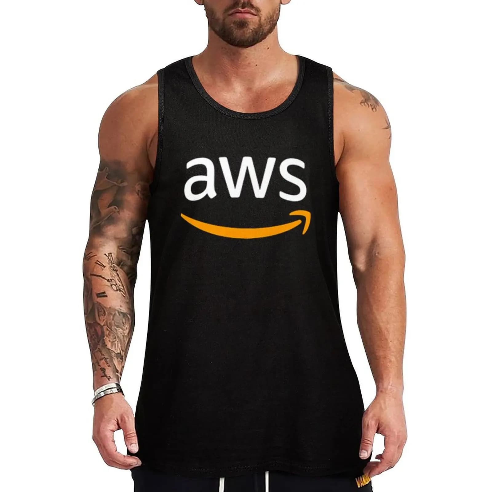 Canotta bianca con logo da sviluppatore certificato AWS, unica nel suo genere, canotta alla moda da strada, abbigliamento urbano senza maniche