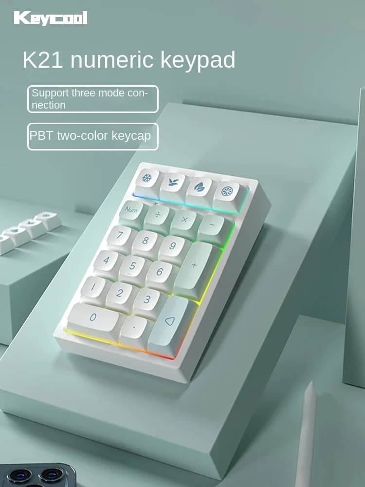 KEYCOOL K21 Finance Mechanical Keypad Keyboard Laptop Wireless Bluetooth Numeric Accounting Tri-mode Gasket Wired Hot-swappable