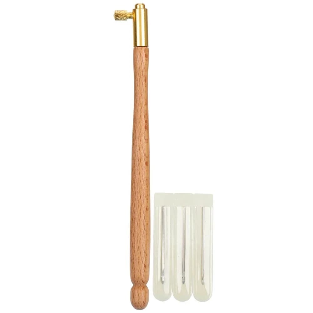 Wooden Handle Tambour Embroidery Hook Three Needles Crochet Hook Embroidery Beading Tool Set Tambour Beading Kit DIY Craft