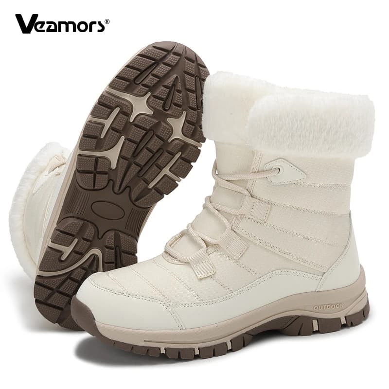 Scarponi da neve da donna alti in cotone felpato Scarpe da ginnastica da esterno invernali calde da donna impermeabili per trekking, escursionismo, viaggi