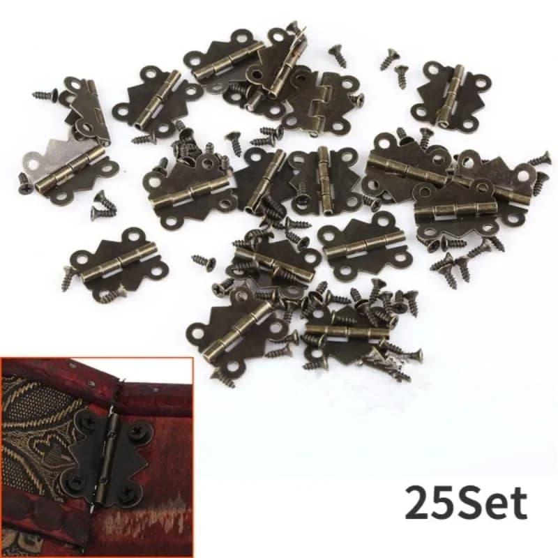 25Set Bronzo Antico Farfalla Cerniere 20x25mm 4 Fori per Armadietto Cassetto Gioielli Scatola di Legno Cassa del Vino Mobili Decor