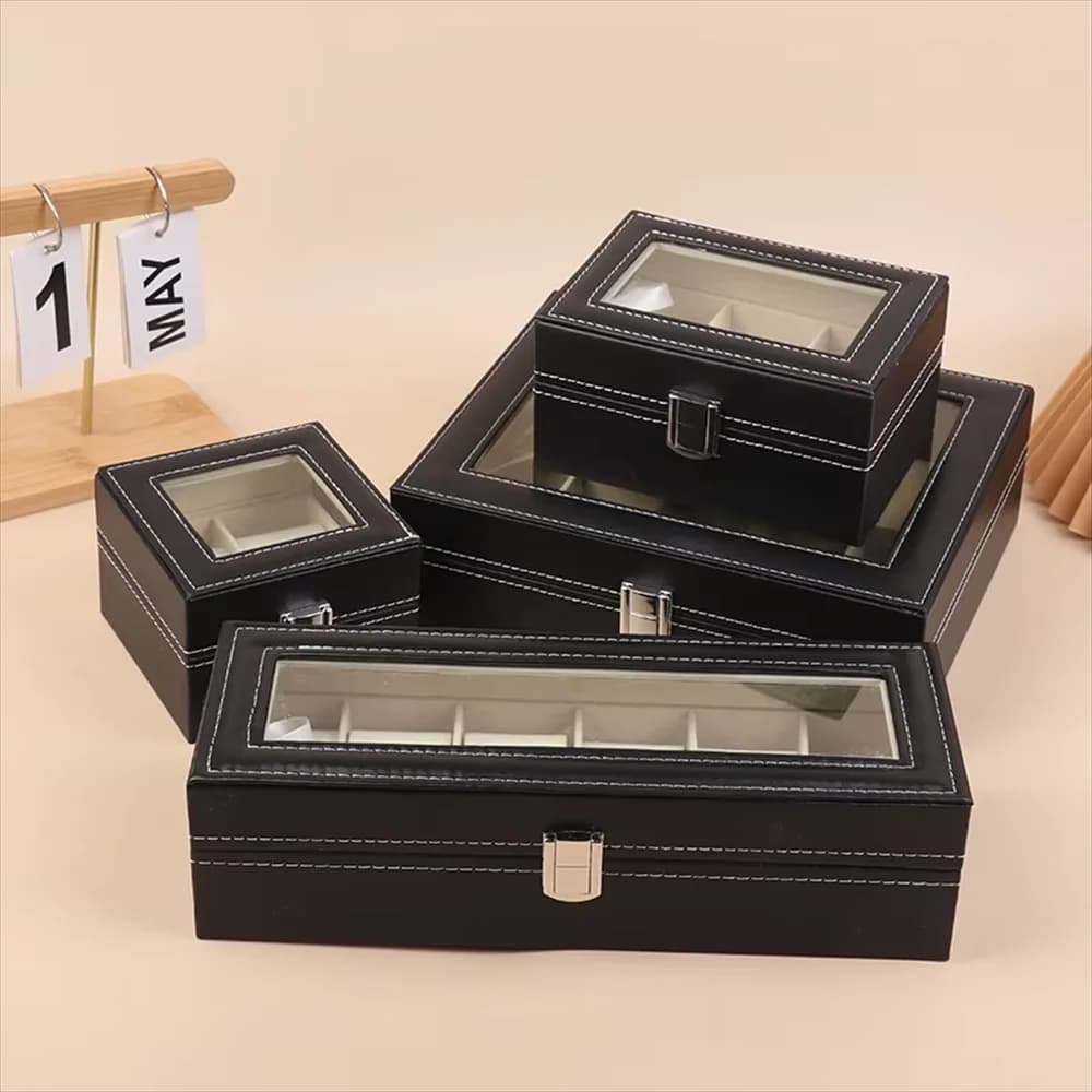 New Watch Box 12-Slot Watch Organizer with Lock & Removable Pillows | Synthetic Leather Storage Case for Travel Gifts