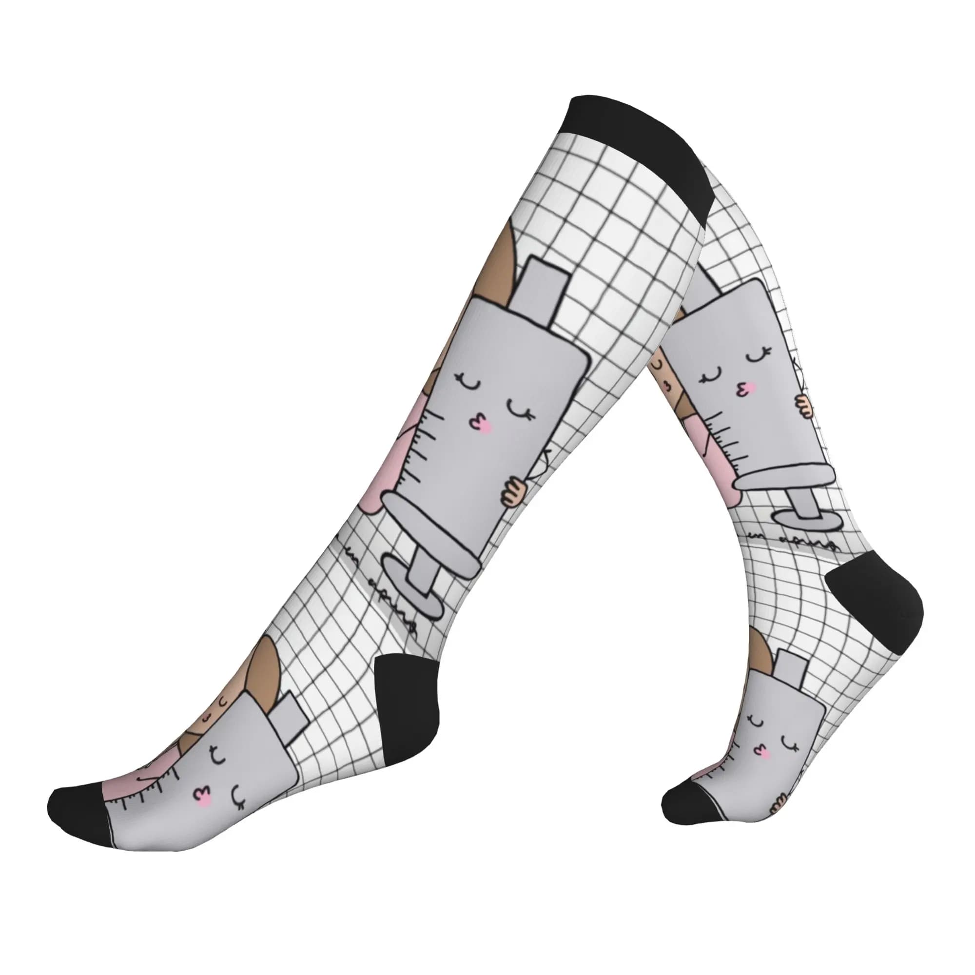 Calzini Divertenti con Stampa 'Enfermera En Apuros' per Dottori e Infermieri, Calze Elastiche Sportive a Compressione per Uomo e Donna, Estate Autunno Inverno