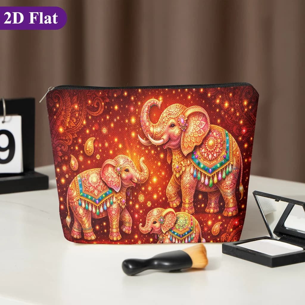 1 pezzo di borsa per il trucco con motivo a forma di elefante, con motivi divertenti - Pochette multifunzionale con cerniera per donna, perfetta borsa da viaggio con cerniera, divertente regalo di compleanno