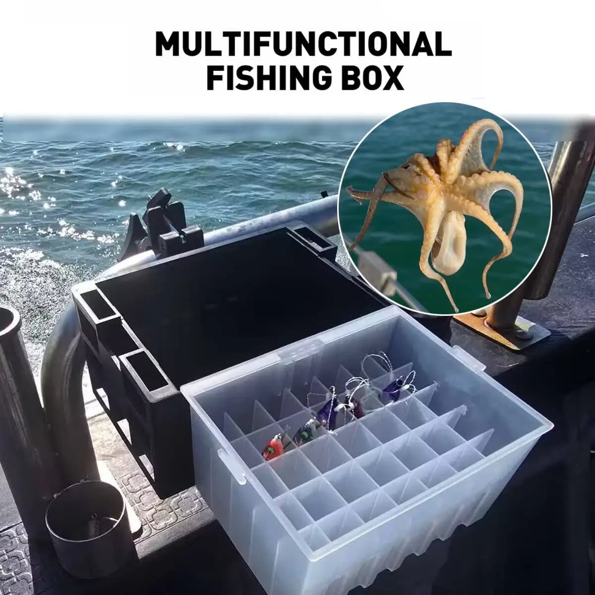 Scatola per egi da pesca collegata alla barca, scatola per attrezzatura da pesca facile da trasportare Porta egi per scatola da pesca