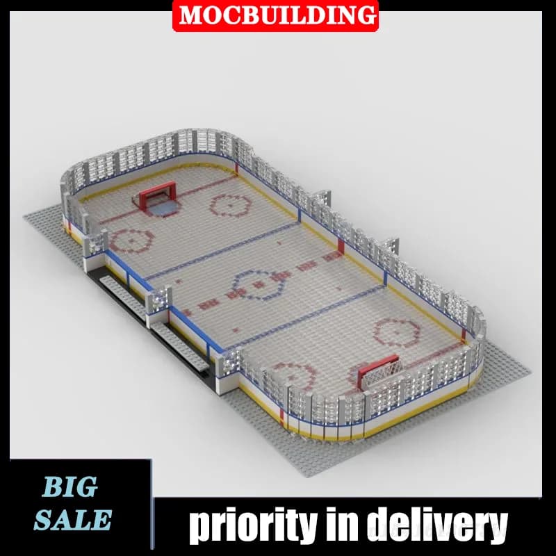 MOC City Hockey su ghiaccio Pattinaggio su pista Modello Building Block Assemblaggio Collezione sportiva Regali giocattolo