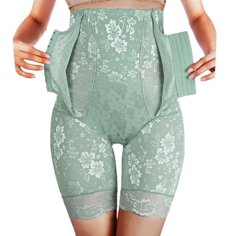 GUUDIA Exquisite Lace Jacquard Shaper Panties High Waist Front Hook Tummy Control Panties Back Open Shapewear Shorts Body Shape