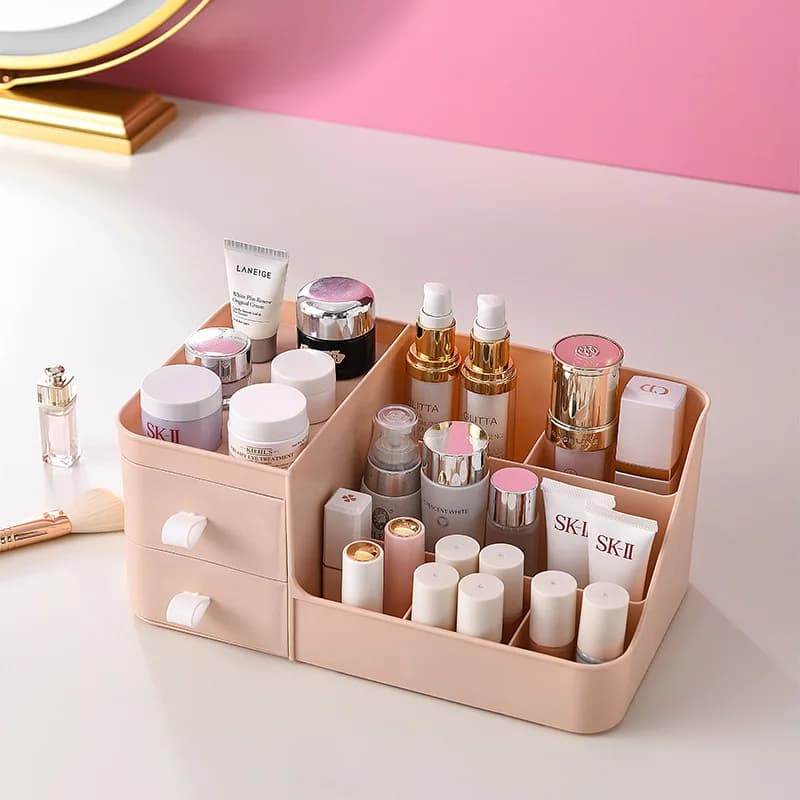 Makeup Organizer With Drawers Large Capacity Desktop Cosmetic Storage Box For Skincare Products Lipsticks Brushes Vanity Bathroo