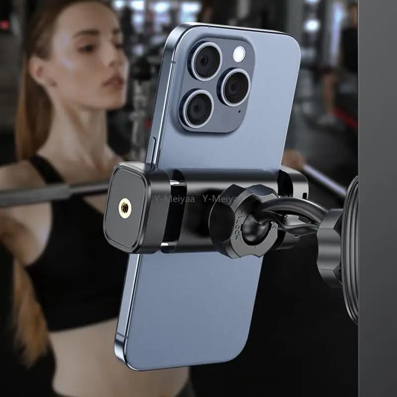 360 Adjustable Gym Magnetic Phone Holder Stand Compatible with 4-7 Inch Smartphones Alloy Base And Joint for Workout Convenience