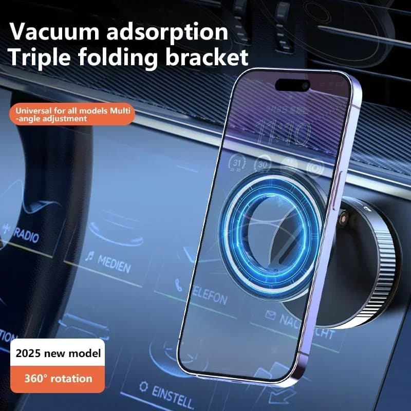 Robusto supporto magnetico per telefono pieghevole design 360 ° Supporto per auto sottovuoto regolabile Streaming live per telefono