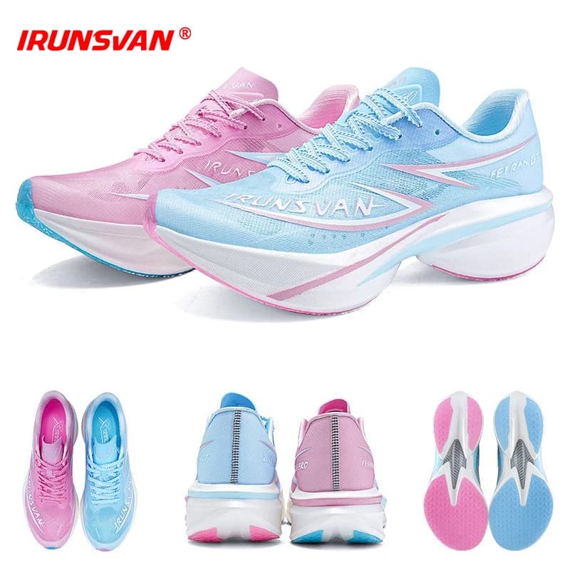 IRUNSVAN Fashionable and innovative sports racing shoe with full palm, double mesh, breathable, double density