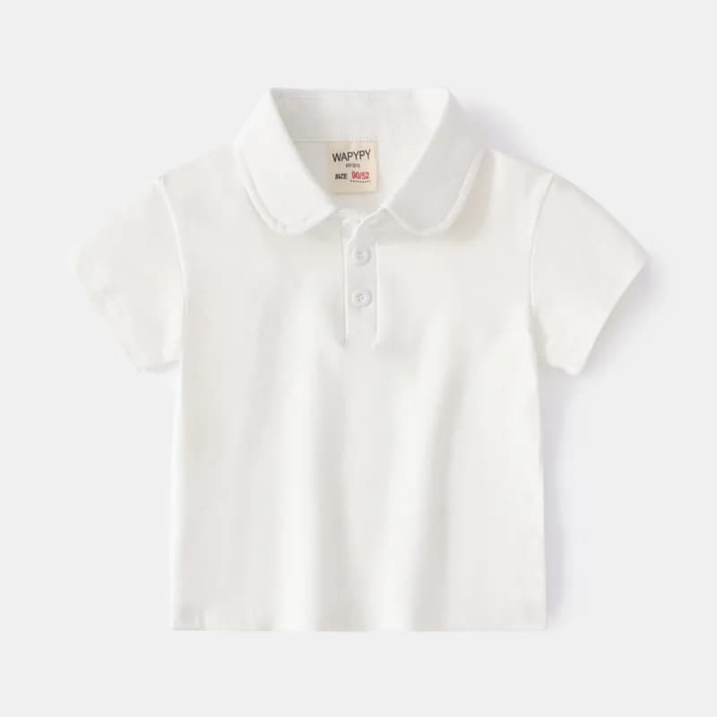 Polo in cotone per ragazzi Maglietta per bambini per bambini 2025 Nuova maglietta estiva a maniche corte per bambini Stile basic Top in tinta unita bianca