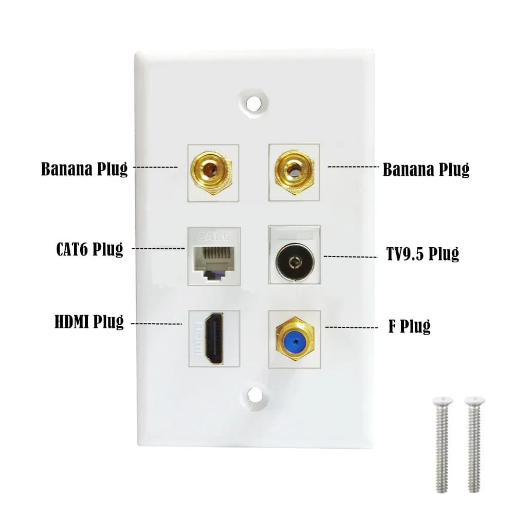 6 porte Multimedia pannello americano presa a muro presa a muro TV TV9.5 F Keystone CAT6 rete HD HDMI Banana Jack Binding Post Keystone