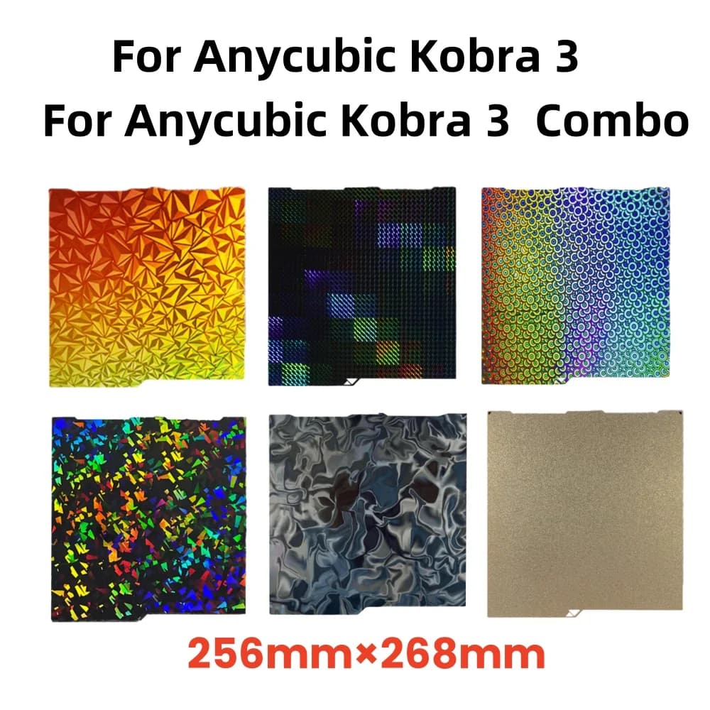 Per Anycubic Kobra 3 Piastra di Costruzione 256x268 Doppio Lato Molla di Acciaio PEO PET PEY H1H Copriletto Riscaldato Accessori Per Stampanti 3D Parti