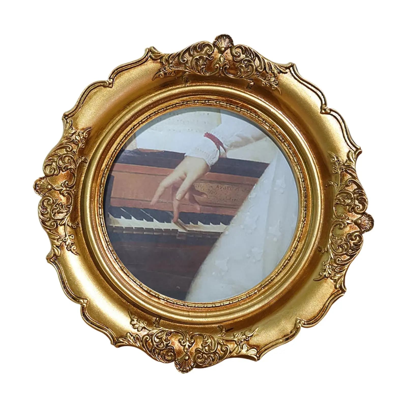 Round Picture Frame, Multifunction Display, Creative, Vintage Design Photo Frame for Gallery,Living Room,Bedroom,Bathroom,Office