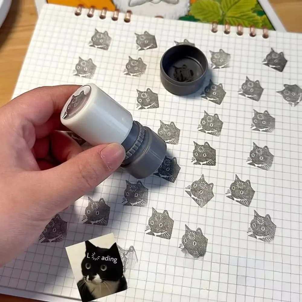 Piccoli Timbri Rotondi Divertenti a Forma di Gattino e Foca, Decorazioni Fai-da-Te, Timbri Cartoon per Diario e Collage, Timbri in Plastica a Forma di Gatto, Materiale Scolastico