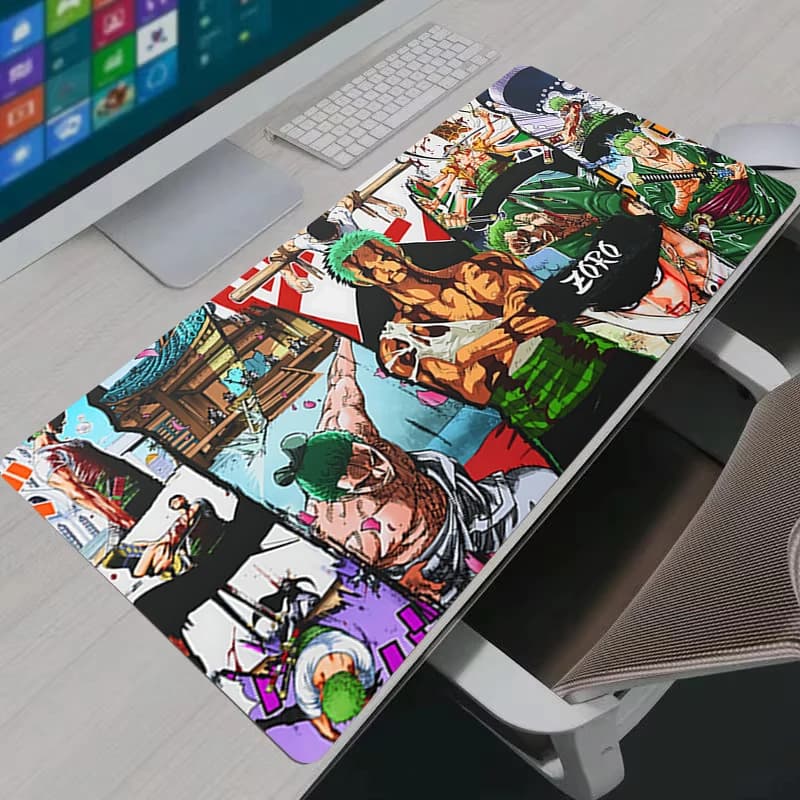 PC Gamer Anime Mouse Mat, Rubber Anti-slip Desk Mat, Playmat One Piece Zoro for Office, Computer Accessories, Gaming Mousepad