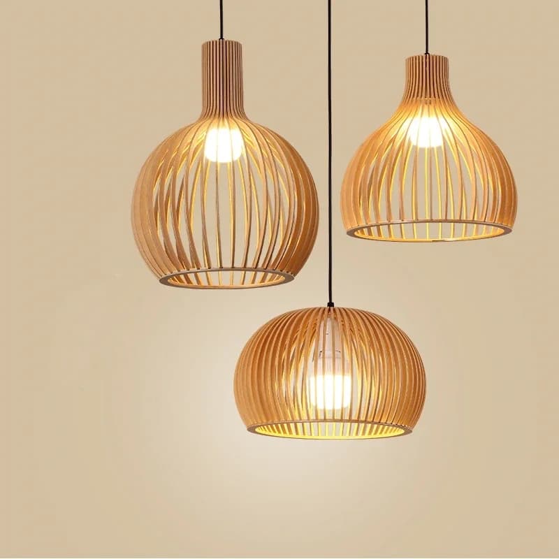 Lampada a Sospensione Artigianale in Legno a Forma di Gabbia per Uccelli, Decorazione Domestica Olandese, Luce a Sospensione E27, Illuminazione LED per Interni, per Sala da Pranzo e Bar