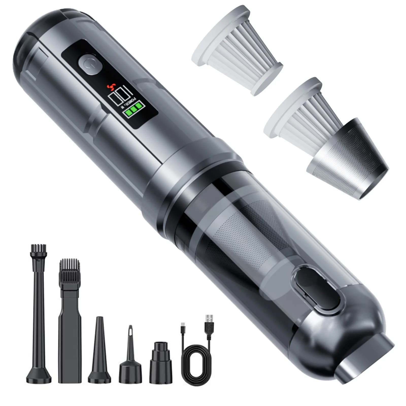 Aspirapolvere per Auto 17000PA con Motore Brushless, Aspiratore Portatile Senza Fili, Compressore d'Aria per Auto, Casa, Ufficio e Animali Domestici