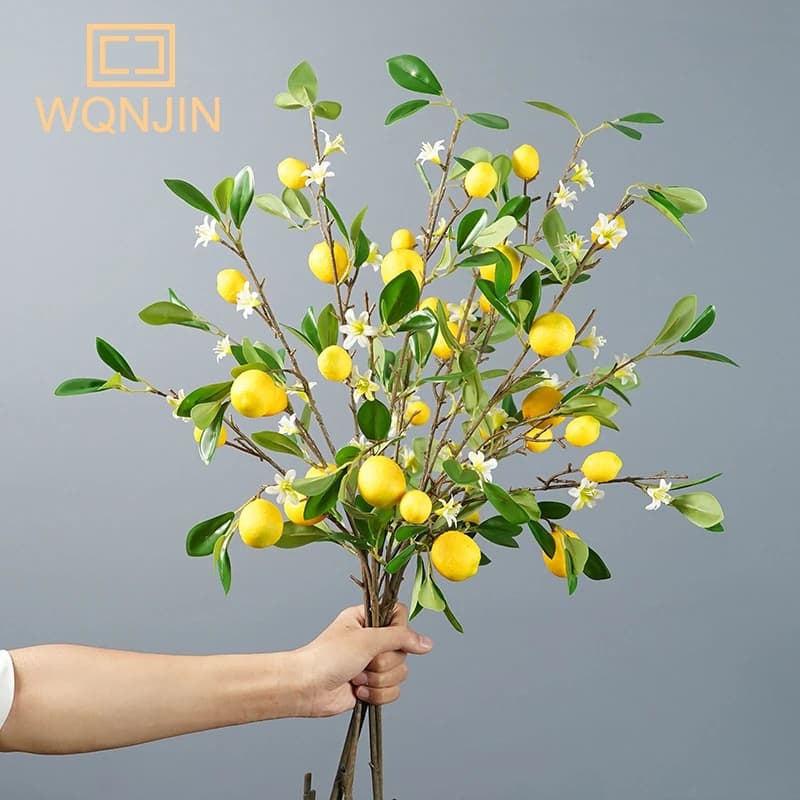 Lemon Coppers with Fruit Simulation Green Plants Fresh Home Decoration Tips for Photo Floral Fruit Composition Made Plastic Flower