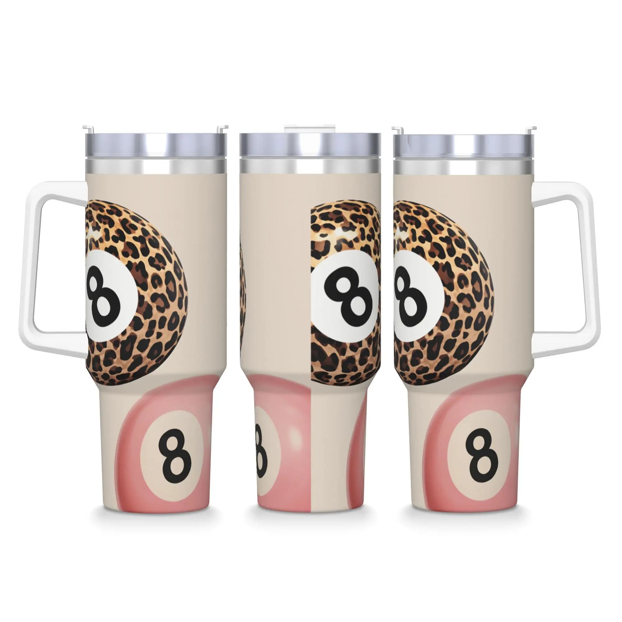 Borraccia Termica Portatile in Acciaio Inossidabile con Stampa Leopardo e Carte, Tazza Termica per Auto, Design per Bevande Fredde