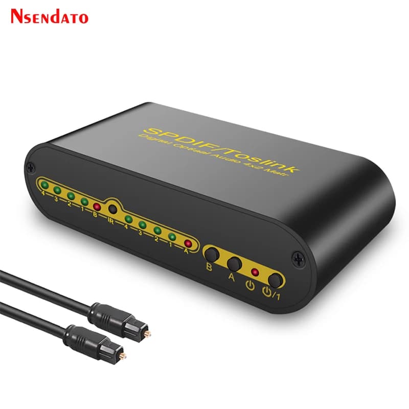 Switcher/Splitter Audio Digitale Ottico SPDIF Toslink True Matrix 4x2, Convertitore Video 4 Ingressi 2 Uscite per Dolby/LPCM2.0/DTS