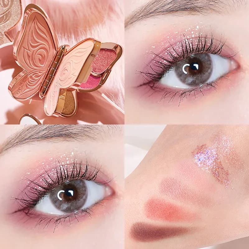 Golden Butterfly Umbrella Palette Lucky Koi Pearl Paillettes Glitter Matte Make Up Glitter Plates Glitter Shadows 6 colors 2025