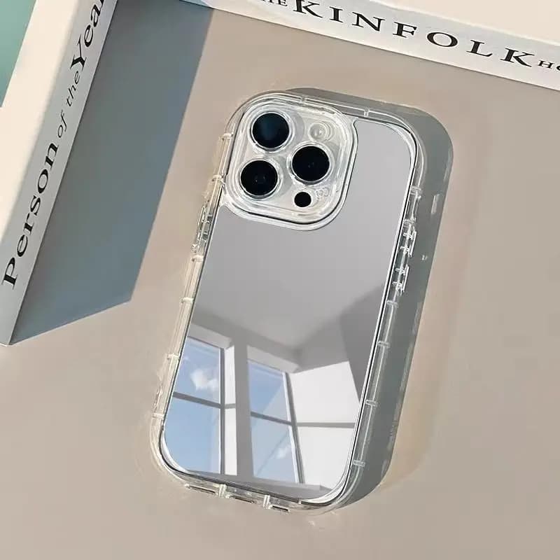 Custodia per telefono a specchio trasparente di lusso per IPhone 16 15 14 13 12 11 XS Pro Max X XR 7 8 Plus Viene fornita con custodia per telefono con specchio per il trucco
