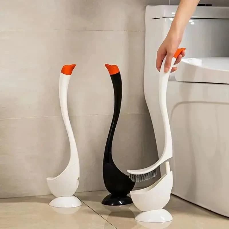 Nuovo Set Spazzola WC Tiane 2026 con Manico Lungo e Design Senza Angoli Morti, Stile Nordico a Forma di Cigno, Nessuna Foratura Necessaria
