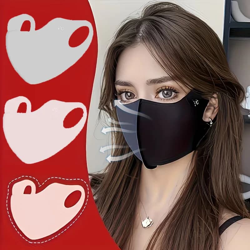 1-10 Pezzi Maschera Balaclava 3D da Donna in Seta Ghiaccio, Protezione UV, Copertura Viso Rinfrescante Traspirante Antipolvere per Ciclismo Sport all'Aperto