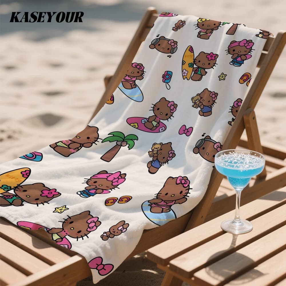 H-Hello-s K-Kitty-s Summer Travel Beach Towel Super Absorbent Sand Resistant, Microfiber for Swimming Camping Yoga