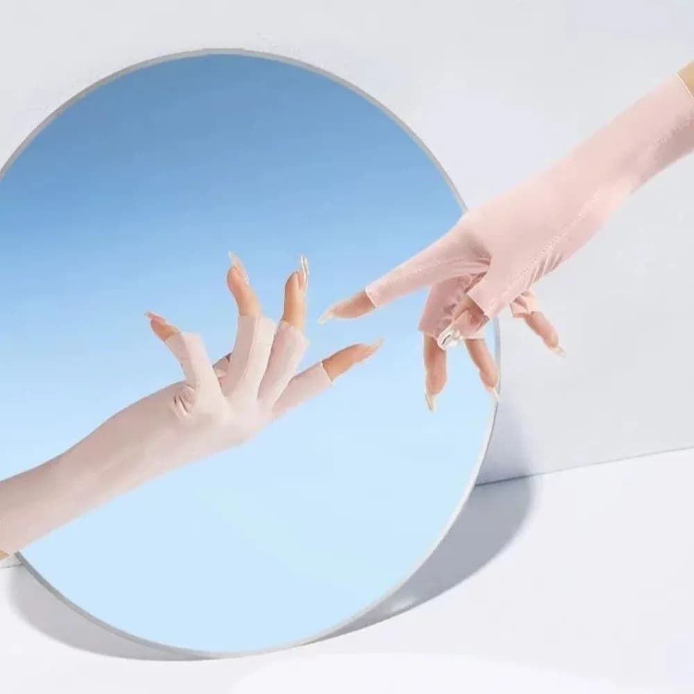 Comfortable Solid Color Sun Protection Gloves Thin Anti-skid Women Fingerless Gloves Ice Silk Anti-Uv Half-Finger Mitten Riding