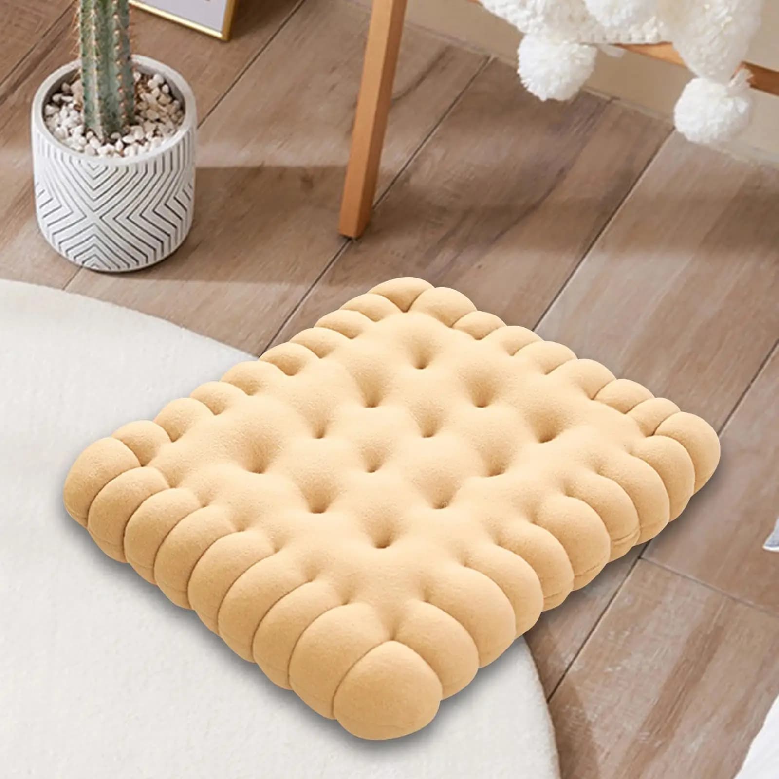 Biscuit Pillow Soft Comfortable Floor Cushion Chair Pad Round Decorative Throw Pillow for Lounge Meditation