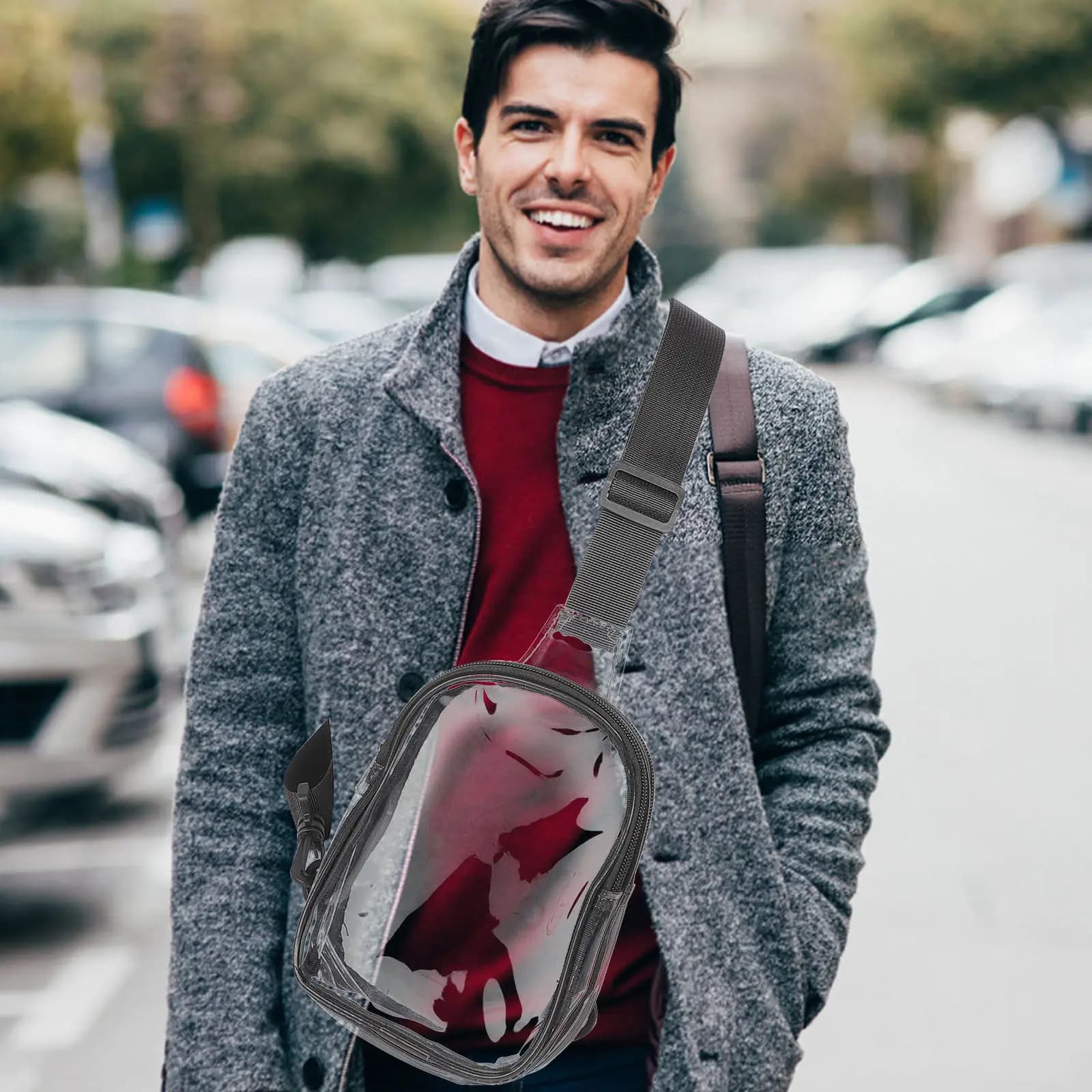 Borsa a Tracolla Trasparente Portatile per Telefono, Corsa, Viaggio, Sport, con Cintura Regolabile, Versatile e alla Moda